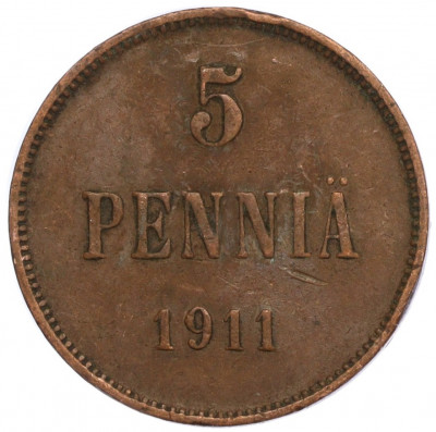 5 пенни 1911 года Русская Финляндия