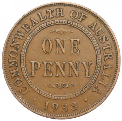 1 пенни 1933 года Австралия