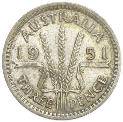 3 пенса 1951 года PL Австралия