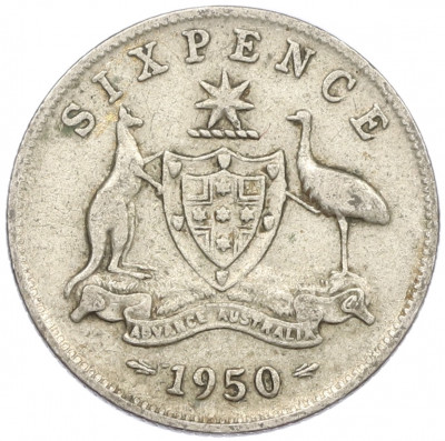 6 пенсов 1950 года Австралия
