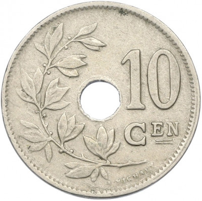 10 сантимов 1929 года Бельгия — Надпись на фламандском (BELGIE)