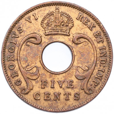 5 центов 1942 года Британская Восточная Африка