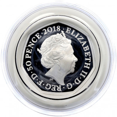 50 пенсов 2018 года Великобритания «150 лет со дня рождения Беатрис Поттер — Кролик Питер»