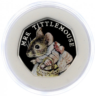 50 пенсов 2018 года Великобритания «150 лет со дня рождения Беатрис Поттер — Миссис Мыштон»