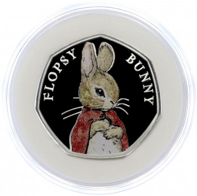 50 пенсов 2018 года Великобритания «150 лет со дня рождения Беатрис Поттер — Флопси Банни»