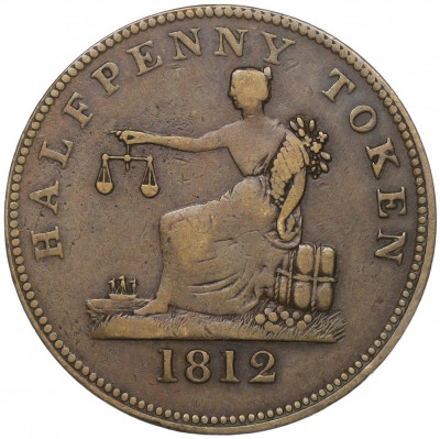 Токен 1/2 пенни 1812 года Великобритания