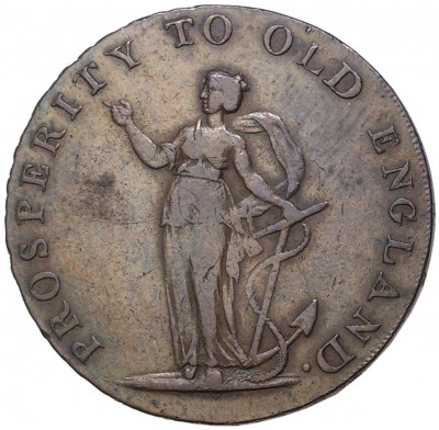 Торговый токен 1/2 пенни 1790-1794 года Великобритания (Норфолк)