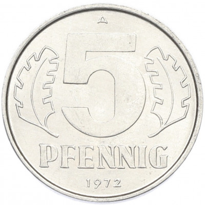 5 пфеннигов 1972 года Восточная Германия (ГДР)