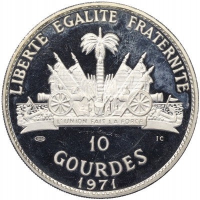 10 гурдов 1971 года Гаити «Вожди Сиу — Сидящий Бык»