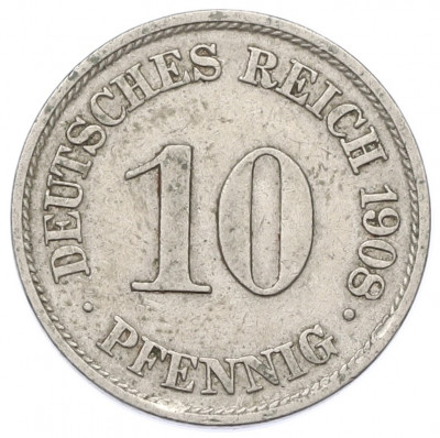 10 пфеннигов 1908 года A Германия