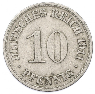 10 пфеннигов 1911 года A Германия