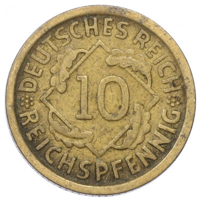 10 рейхспфеннигов 1925 года D Германия