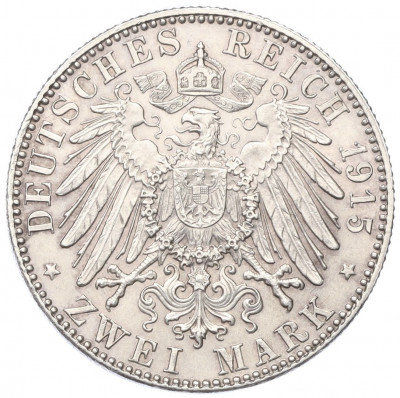 2 марки 1915 года Германия (Саксен-Мейнинген) «Смерть Георга II Саксен-Мейнингенского»