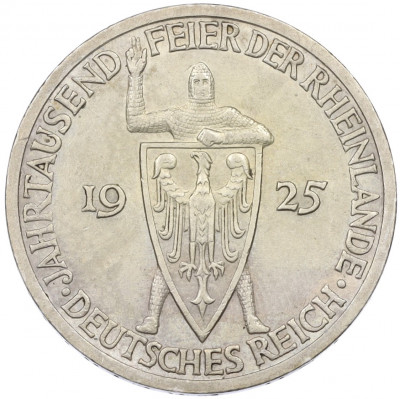 3 рейхсмарки 1925 года A Германия «Тысячелетие Рейнланда»