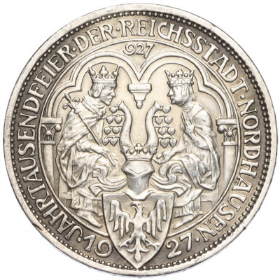 3 рейхсмарки 1927 года A Германия «1000 лет Нордхаузену»