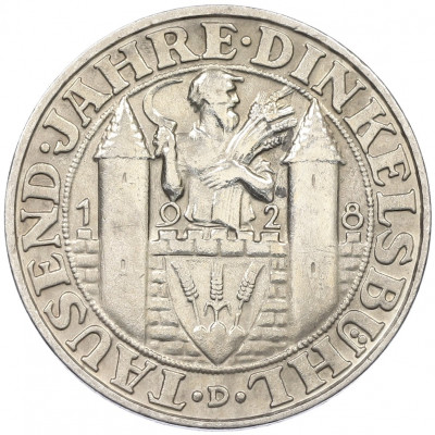 3 рейхсмарки 1928 года D Германия «1000 лет Динкельсбюлю»