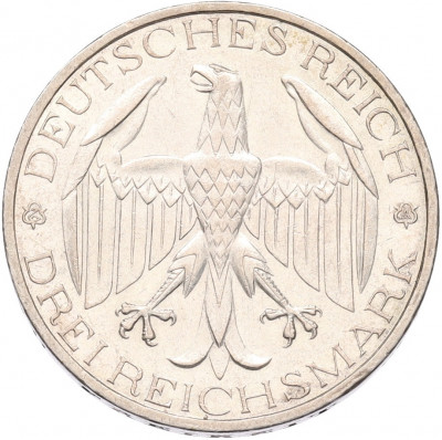 3 рейхсмарки 1929 года A Германия «Объединение Вальдека и Пруссии»