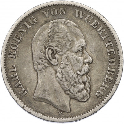 5 марок 1875 года Германия (Вюртемберг)