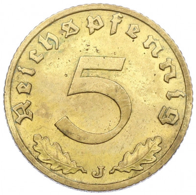 5 рейхспфеннигов 1938 года J Германия