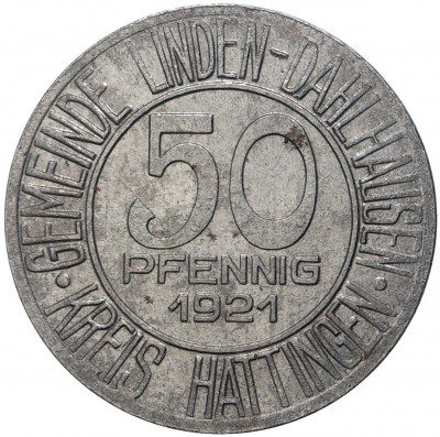 50 пфеннигов 1921 года Германия — город Линден-Дальхаузен (Нотгельд)