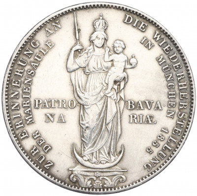 2 гульдена 1855 года Бавария «В память о восстановлении колонны Святой Марии»