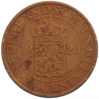 2 1/2 цента 1920 года Голландская Ост-Индия