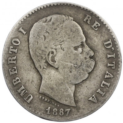 1 лира 1887 года M Италия