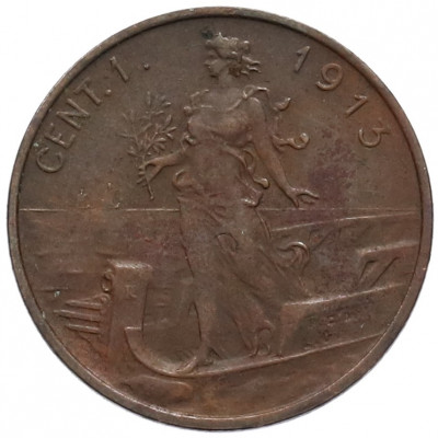 1 чентезимо 1913 года Италия