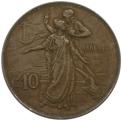 10 чентезимо 1911 года Италия «50 лет Королевству»