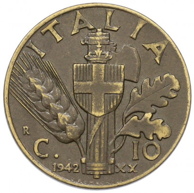 10 чентезимо 1942 года Италия