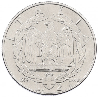 2 лиры 1939 года Италия