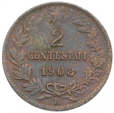 2 чентезимо 1908 года Италия