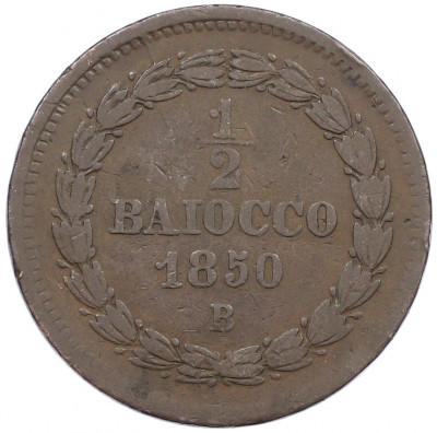 1/2 байокко 1850 года Папская область