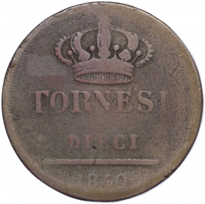 10 торнези 1840 года Королевство Обеих Сицилий