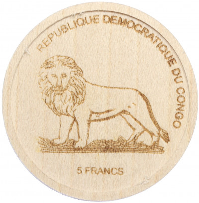 5 франков 2005 года Конго (ДРК) «Охрана дикой природы — Горилла»