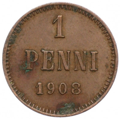 1 пенни 1908 года Русская Финляндия