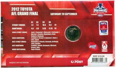 1 доллар 2012 года Австралия «Австралийская футбольная лига 2012 года» (в конверте)