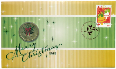 1 доллар 2012 года Австралия «Счастливого Рождества» (в конверте с маркой)