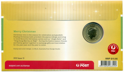 1 доллар 2012 года Австралия «Счастливого Рождества» (в конверте с маркой)