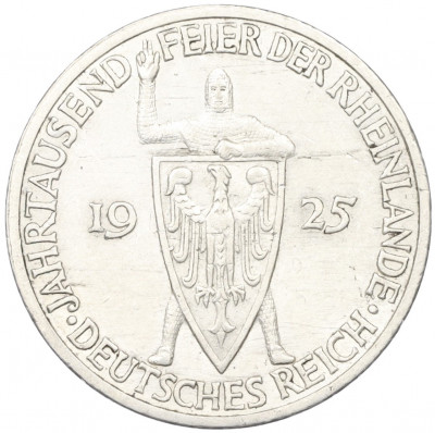 3 рейхсмарки 1925 года G Германия «Тысячелетие Рейнланда»