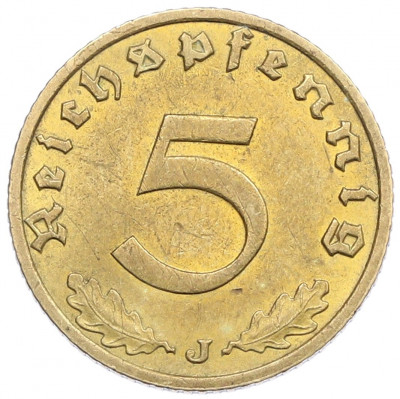 5 рейхспфеннигов 1938 года J Германия