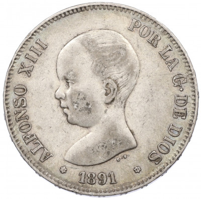 5 песет 1891 года Испания