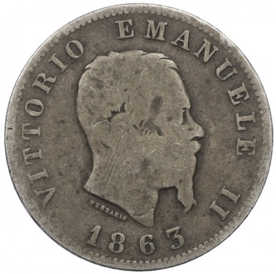 1 лира 1863 года M Италия