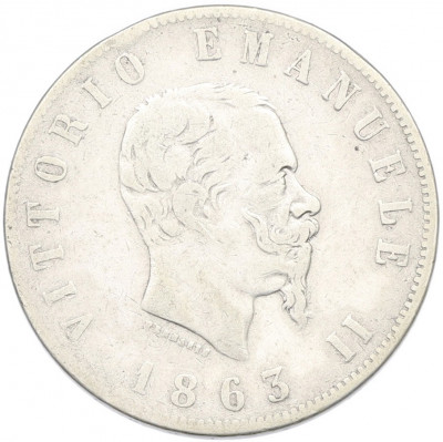 2 лиры 1863 года N Италия