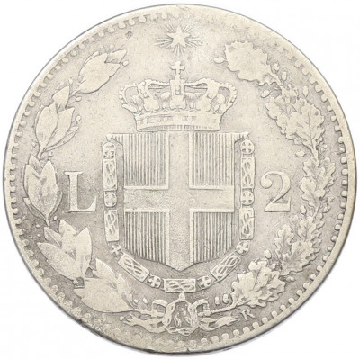 2 лиры 1883 года Италия