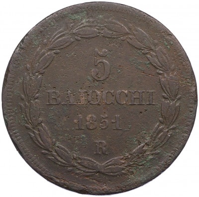 5 байокко 1851 года Папская область