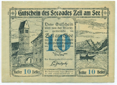 10 геллеров 1920 года Австрия — Целль-ам-Зе (Нотгельд)