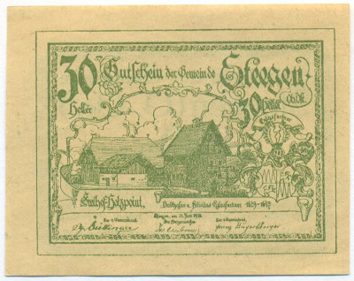 30 геллеров 1920 года Австрия — община Штеген (Нотгельд)