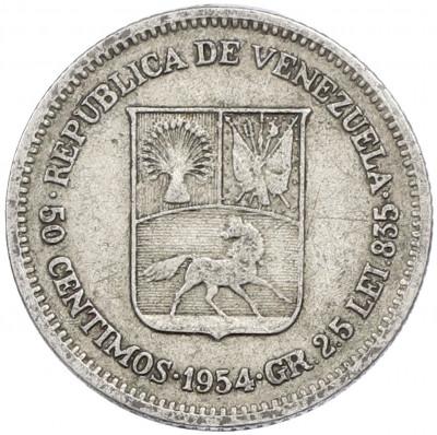 50 сентимо 1954 года Венесуэла