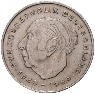 2 марки 1971 года G Западная Германия (ФРГ) «Теодор Хойс»